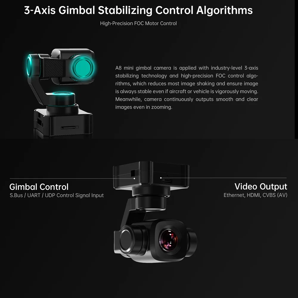 SIYI A8 Mini 4K 8MP Gimbal Cam - Drone Camera Vlog recension och pris
