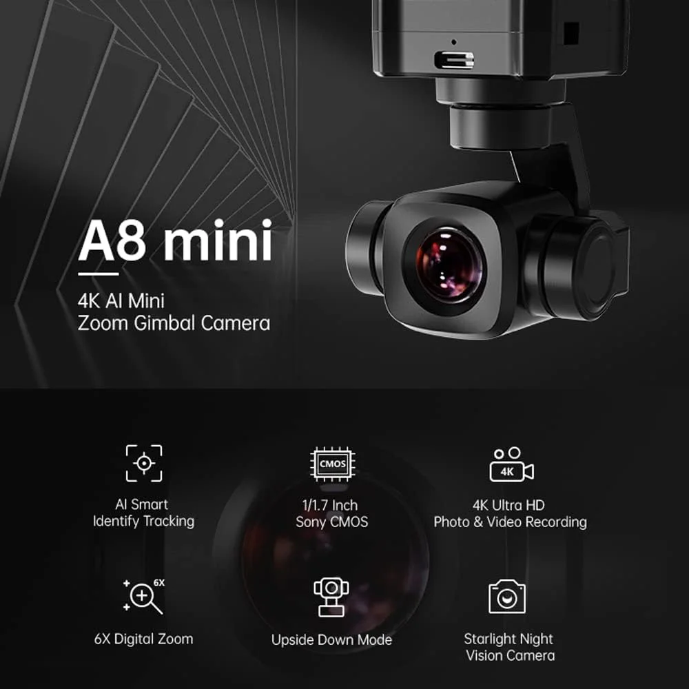 SIYI A8 Mini 4K 8MP Gimbal Cam - Drone Camera Vlog recension och pris